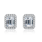 Halo 0.5Carat Emerald Cut Moissanite Studs